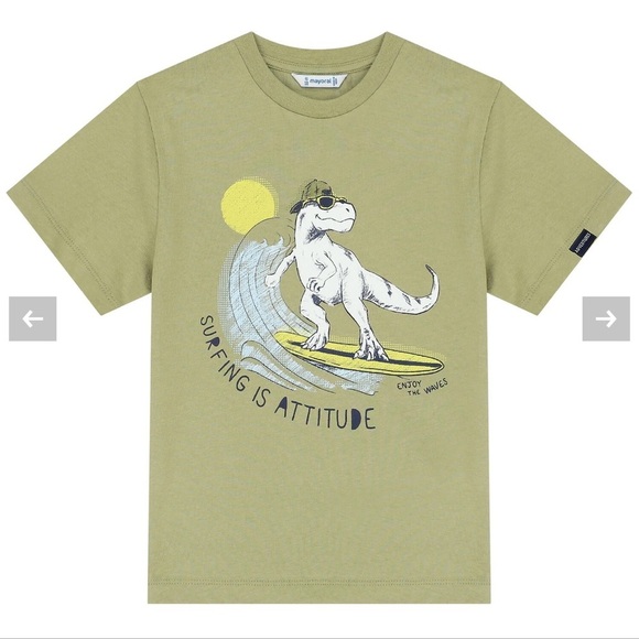 Mayoral Other - Mayoral Boys Green Dinosaur Graphic T-Shirt | Size 3T